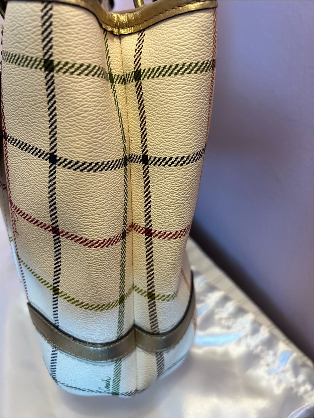 Coach Heritage Tattersall Signature Plaid Bag w/Gold Trim & Accents w/hang tag - Picture 6 of 8